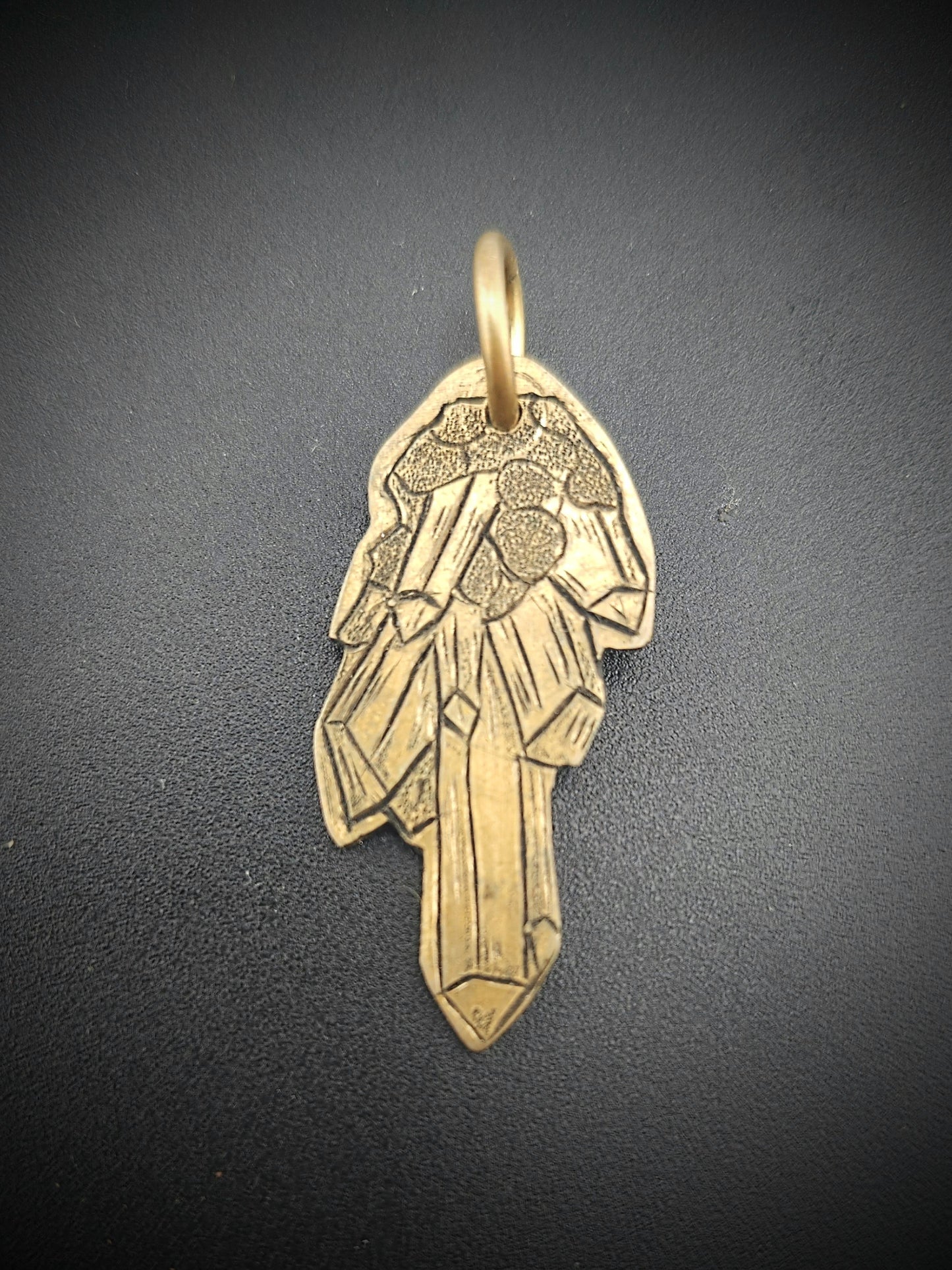 Golden Crystal Engraved Pendant