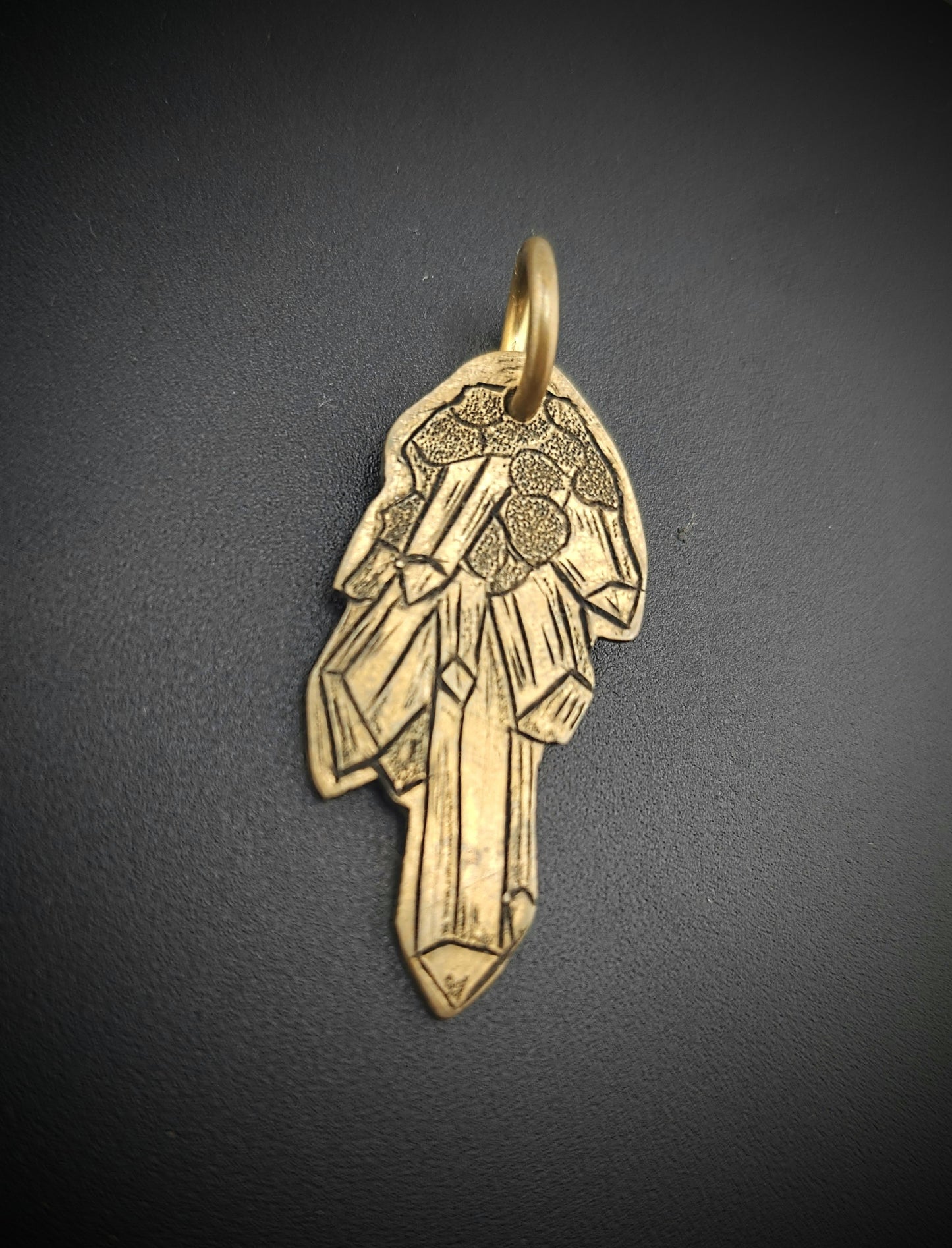 Golden Crystal Engraved Pendant