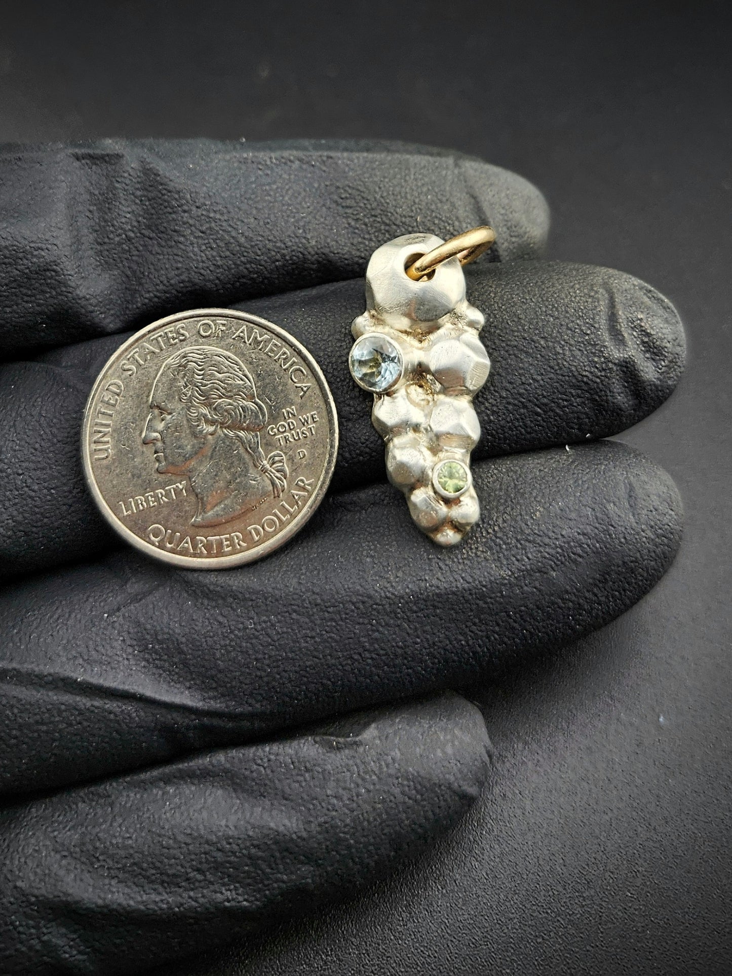 Aquamarine & Green Sapphire Cairn Pendant